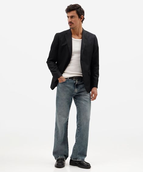 calça reta masculina jeans dirty azul