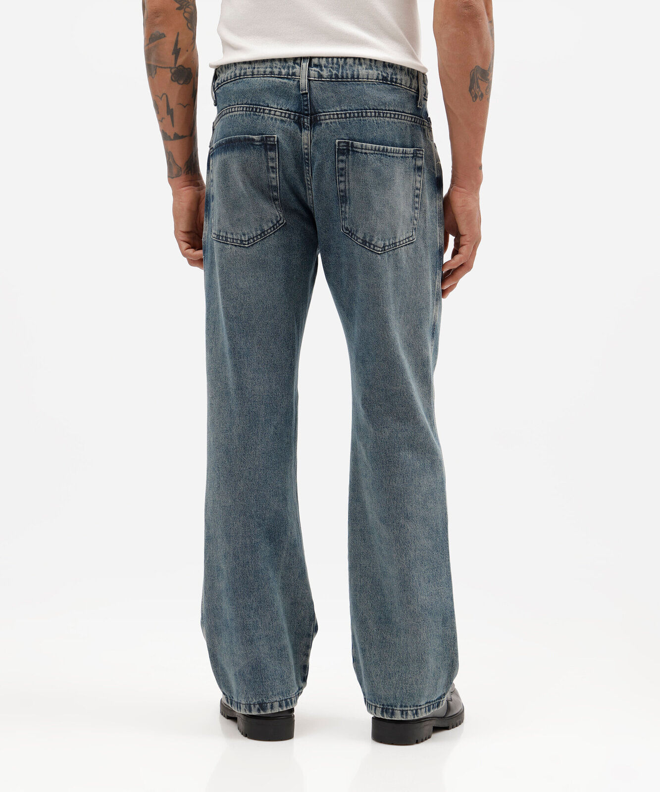 calça reta masculina jeans dirty azul