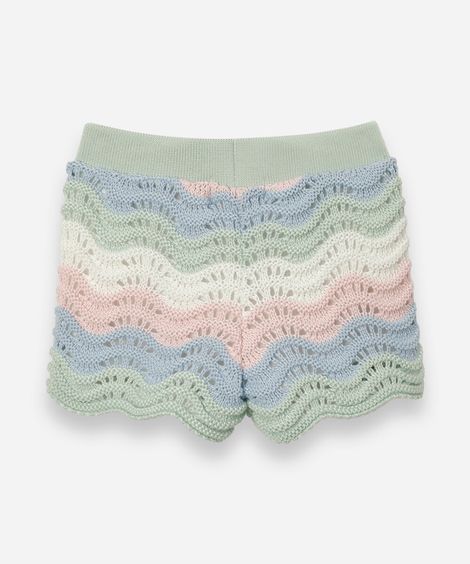 short infantil de tricot listrado colorido