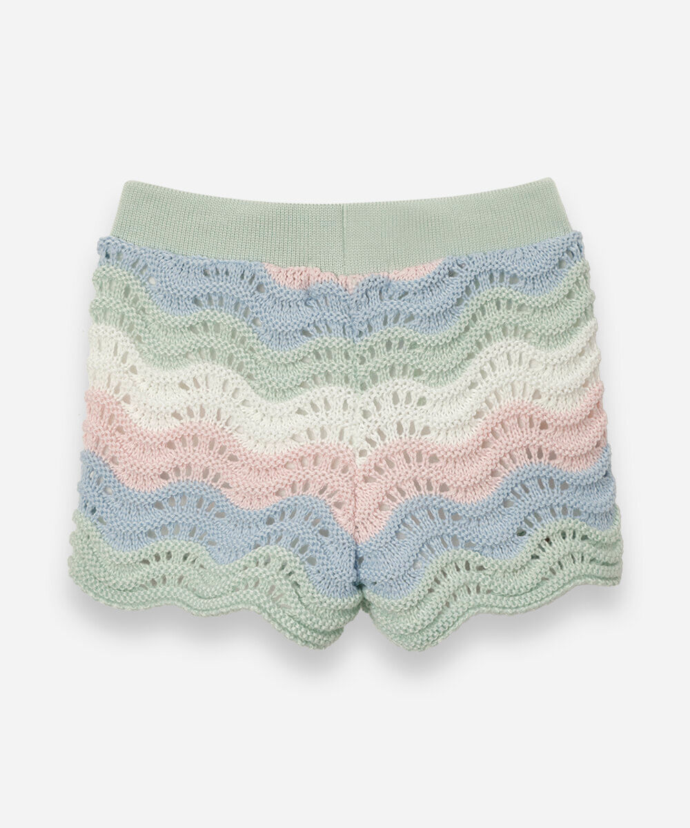 short infantil de tricot listrado colorido