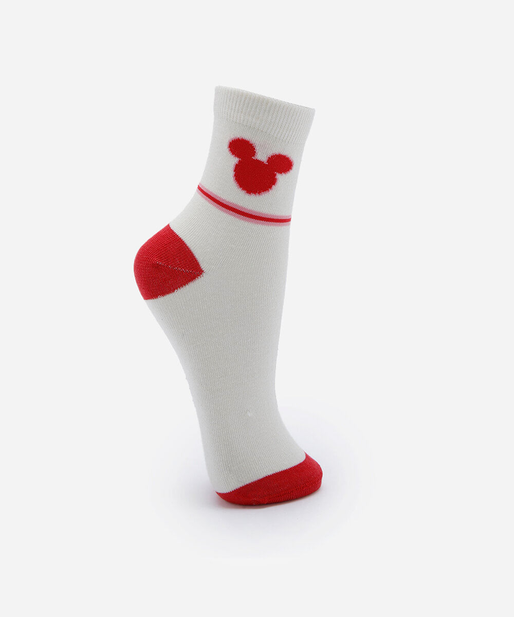 meia cano médio feminina mickey off white