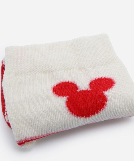 meia cano médio feminina mickey off white