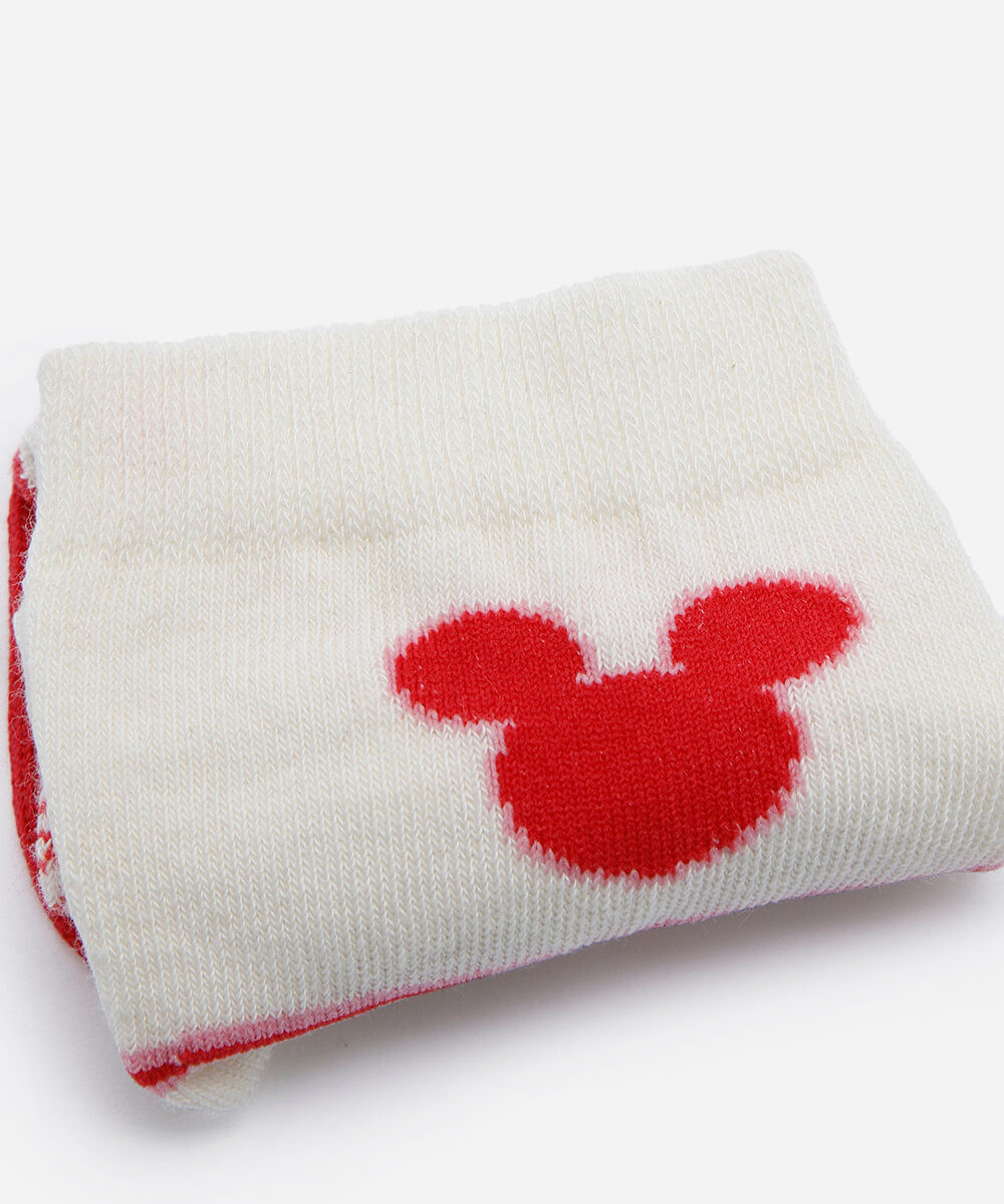 meia cano médio feminina mickey off white