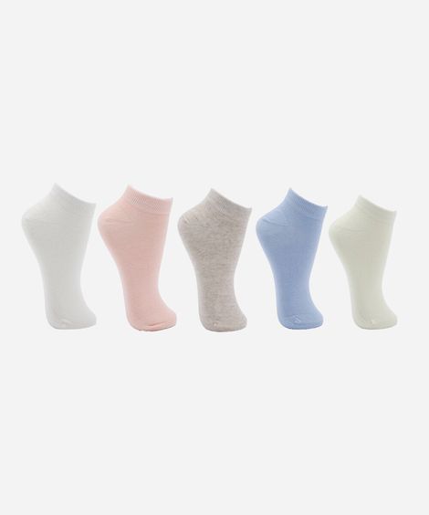 kit de 5 meias cano baixo femininas colorido