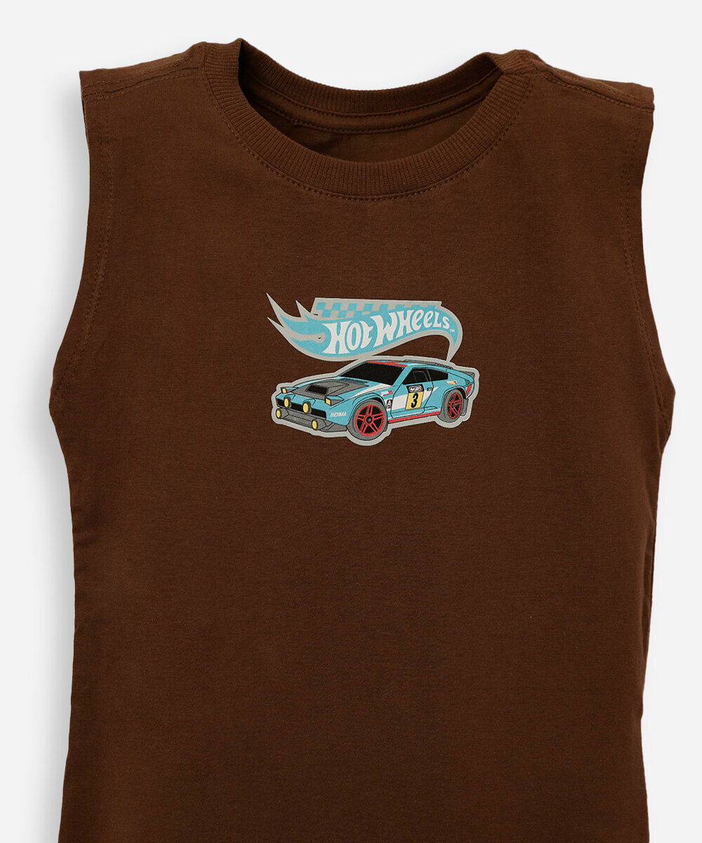 regata infantil de algodão hot wheels marrom