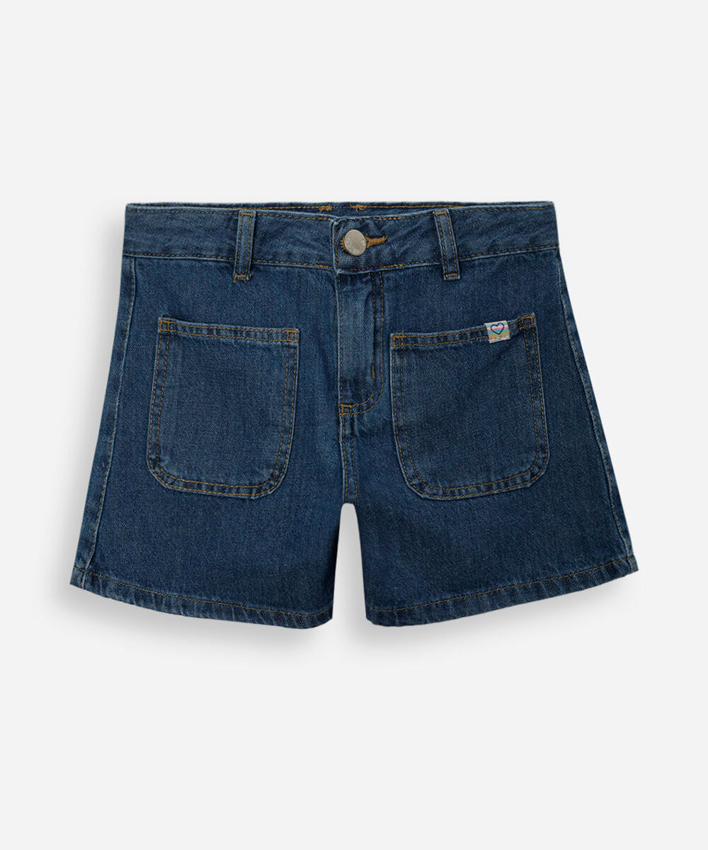 short mom infantil jeans azul