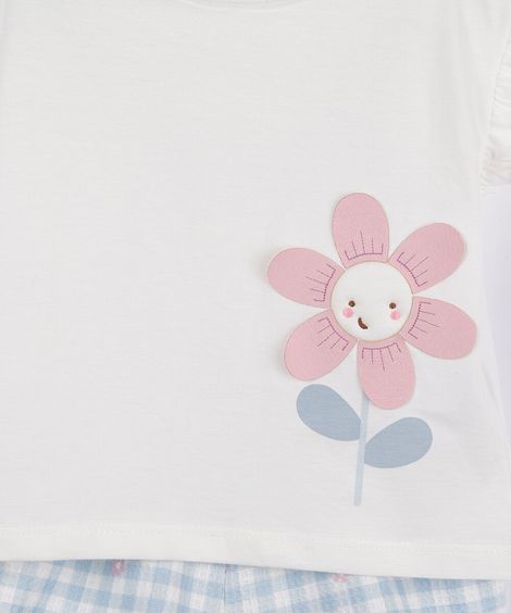 conjunto curto infantil de algodão xadrez azul