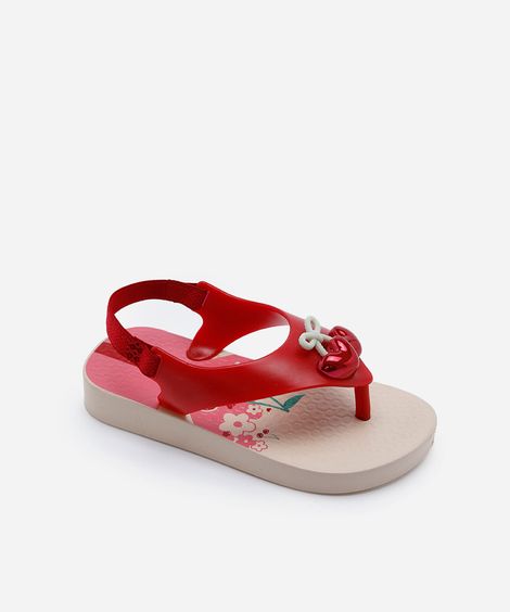 chinelo infantil ipanema belle com elástico vermelho