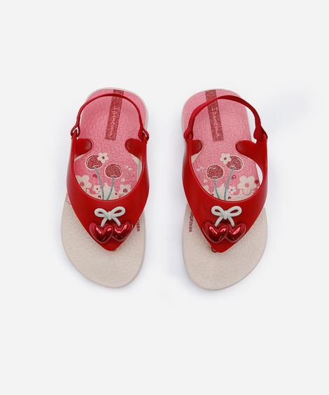 chinelo infantil ipanema belle com elástico vermelho