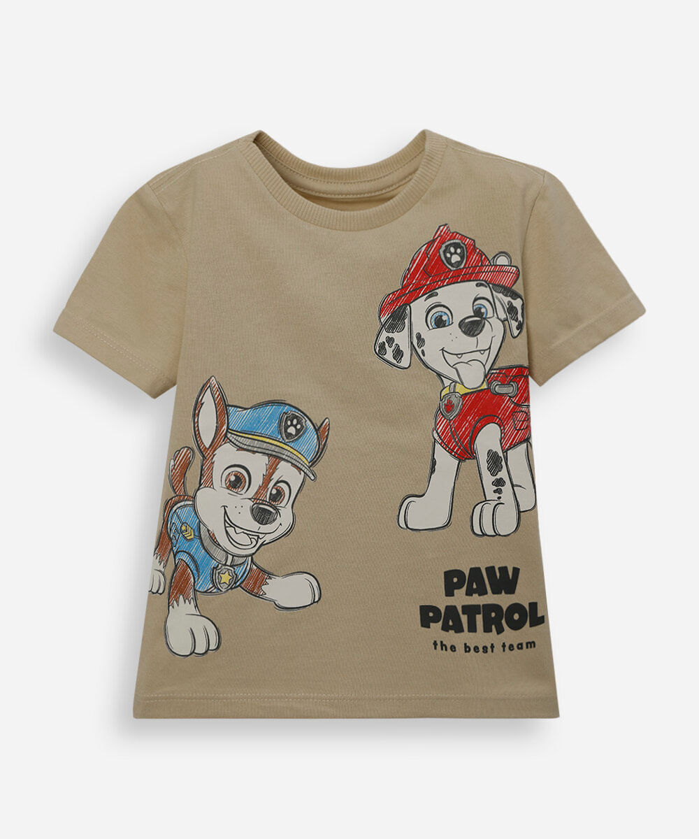 kit de 3 camisetas infantis de algodão manga curta patrulha canina colorido