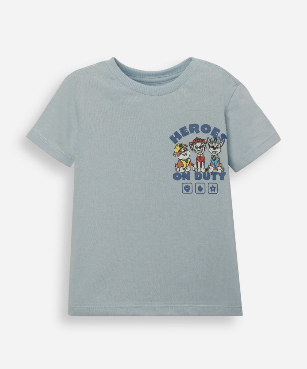 kit de 3 camisetas infantis de algodão manga curta patrulha canina colorido