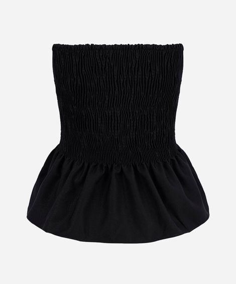 blusa sem alça juvenil com lastex peplum preta