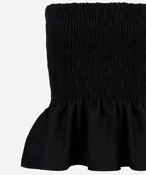 blusa sem alça juvenil com lastex peplum preta