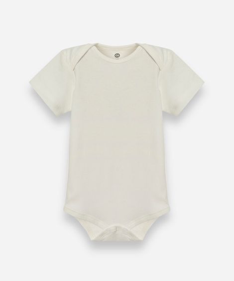 body infantil de algodão manga curta básico off white