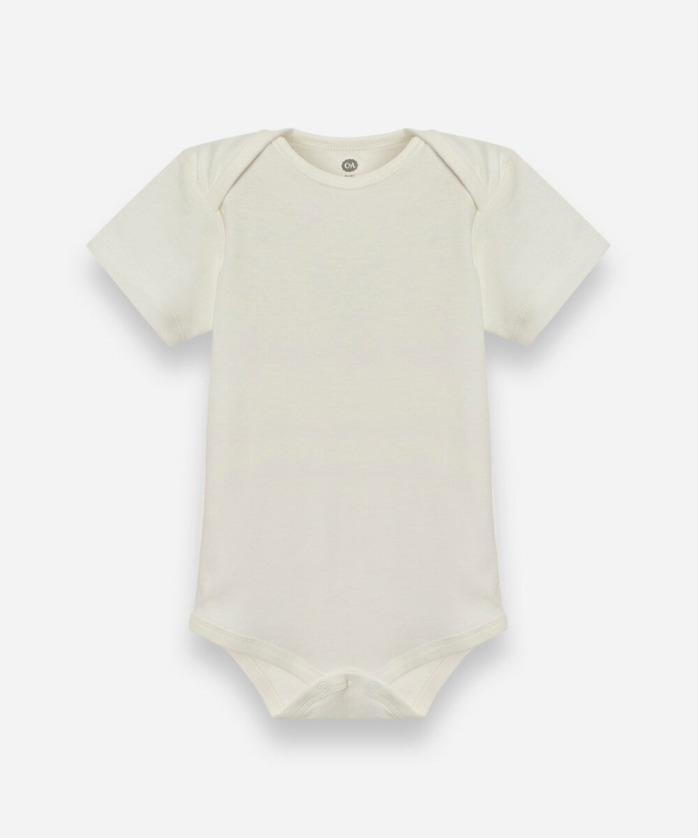 body infantil de algodão manga curta básico off white