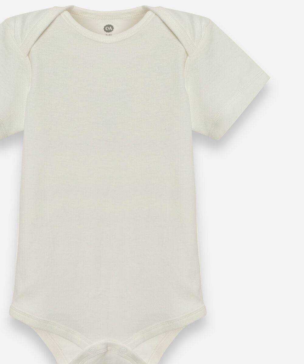 body infantil de algodão manga curta básico off white