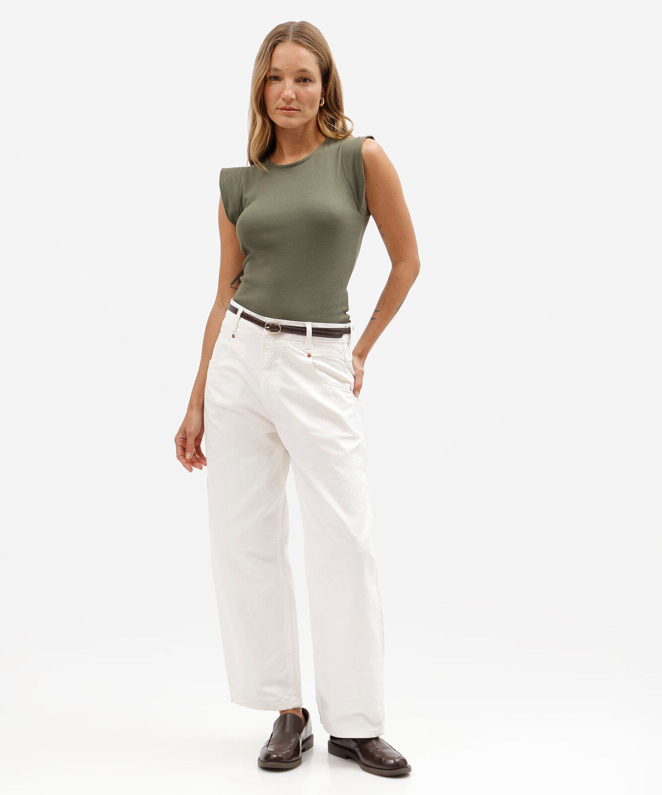 blusa muscle tee feminina de algodão canelada verde