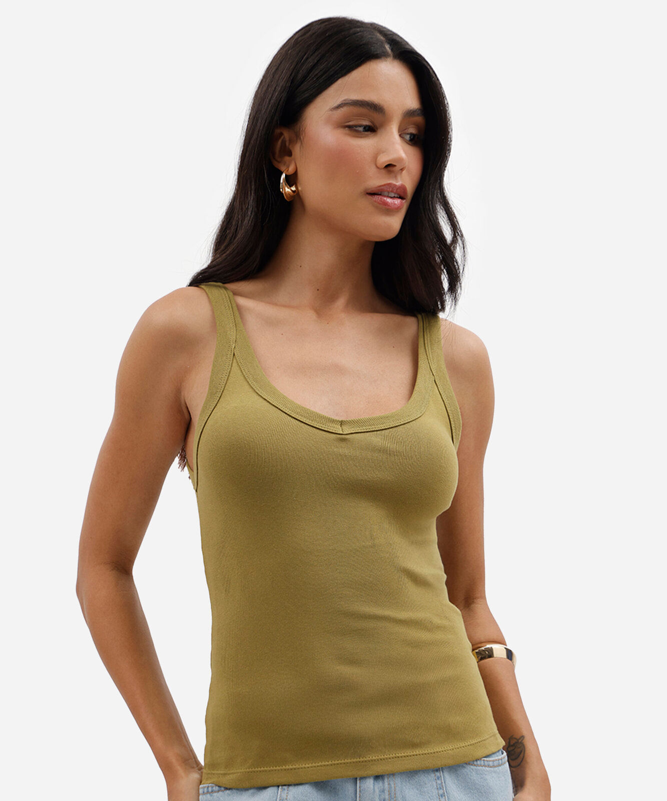 regata básica feminina canelada verde