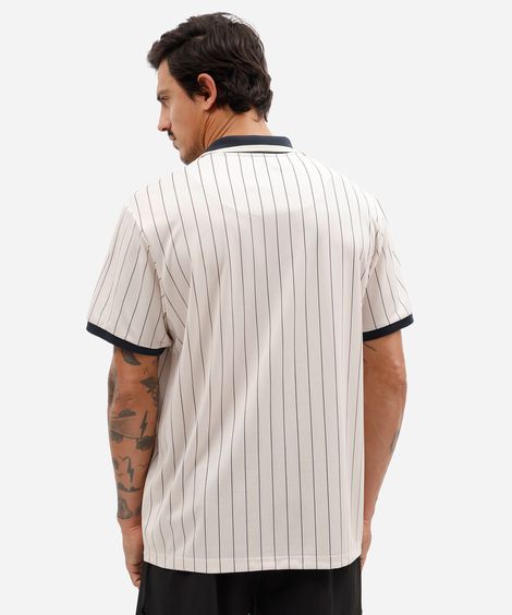 polo oversized esportiva masculina manga curta listrada bege