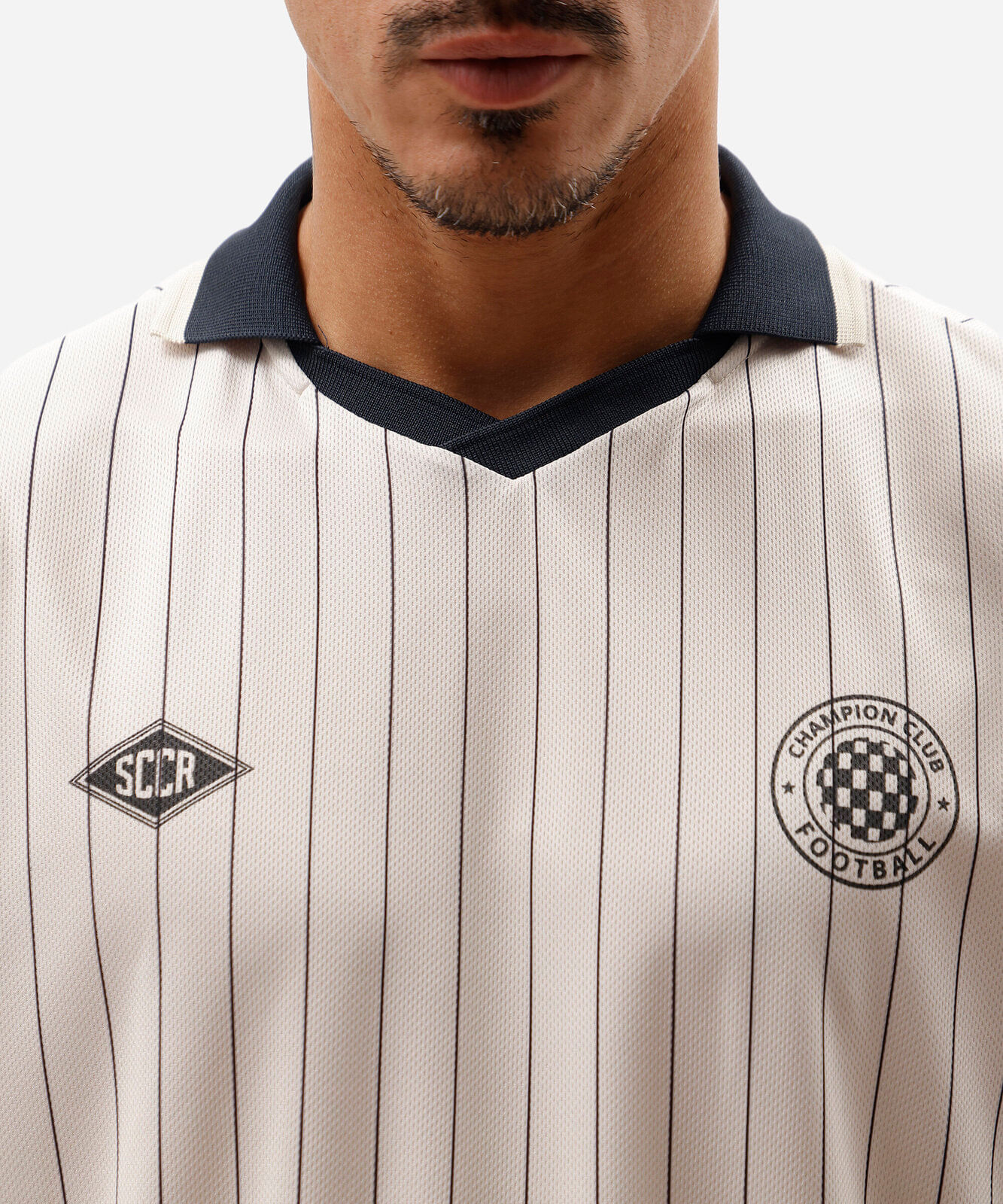 polo oversized esportiva masculina manga curta listrada bege