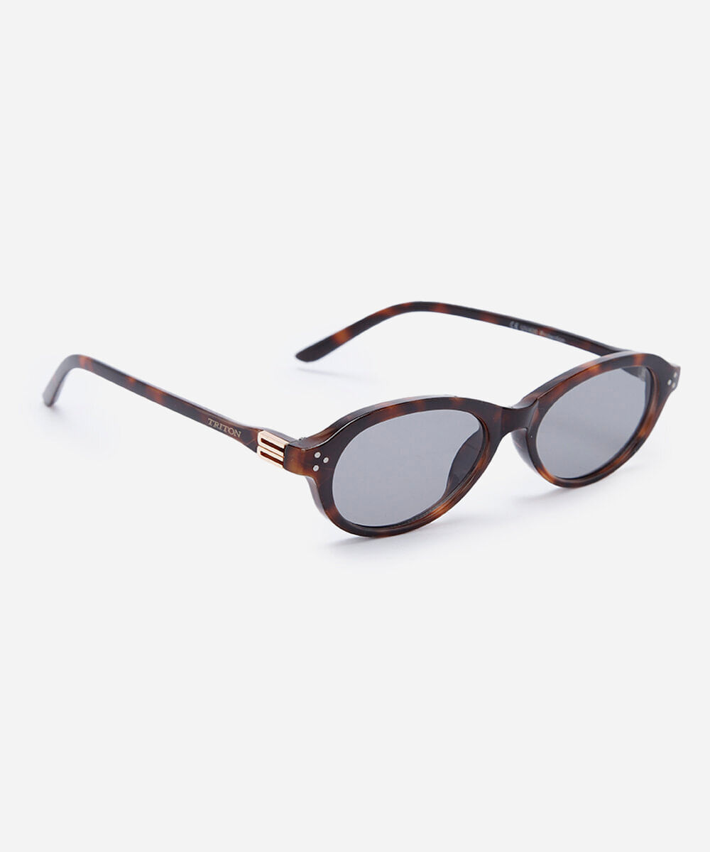 óculos de sol feminino oval de acetato tartaruga triton marrom