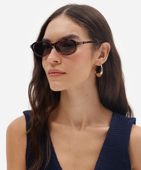 óculos de sol feminino oval de acetato tartaruga triton marrom