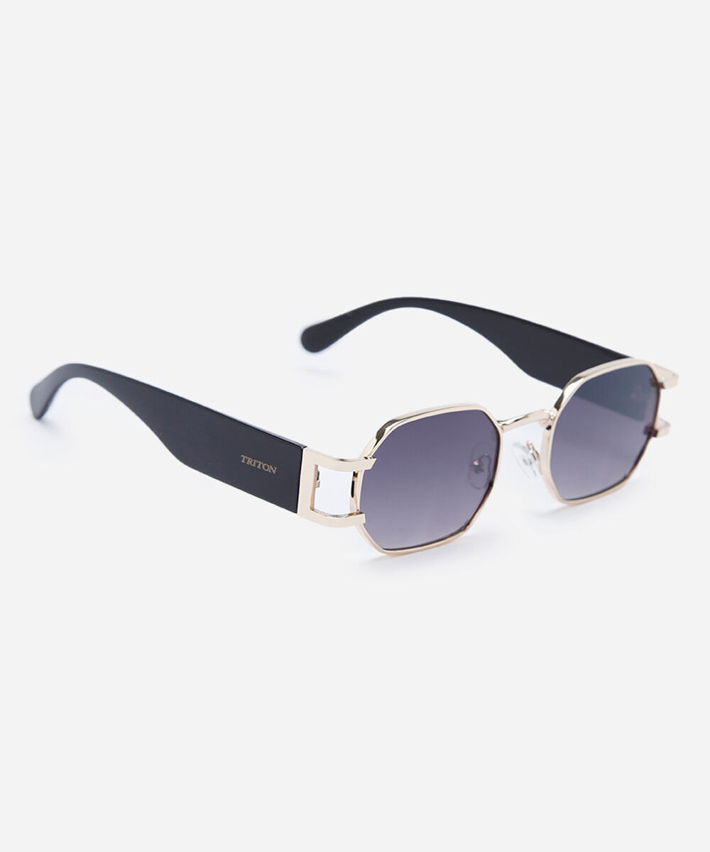 óculos de sol feminino oval de metal triton dourado