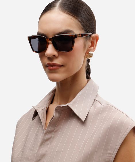óculos de sol feminino quadrado de acetato tartaruga triton marrom