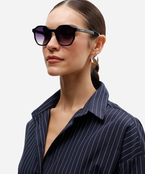 óculos de sol feminino redondo de acetato triton preto