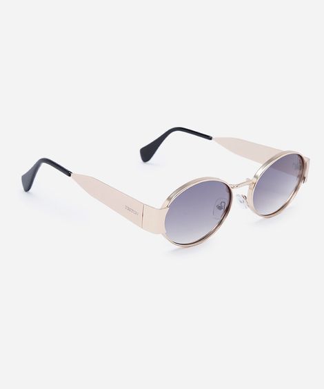 óculos de sol feminino redondo de metal triton dourado