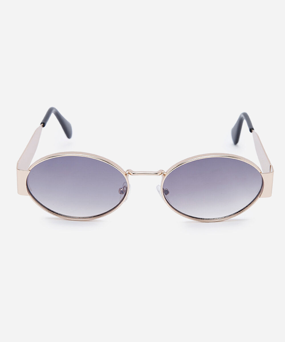óculos de sol feminino redondo de metal triton dourado