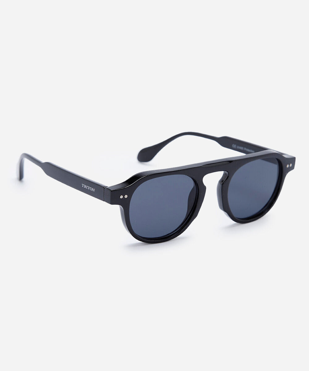 óculos de sol unissex redondo de acetato triton preto
