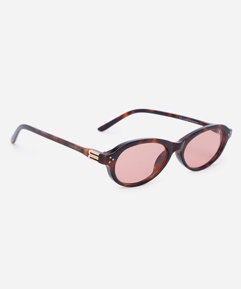 óculos de sol oval feminino de acetato tartaruga triton marrom