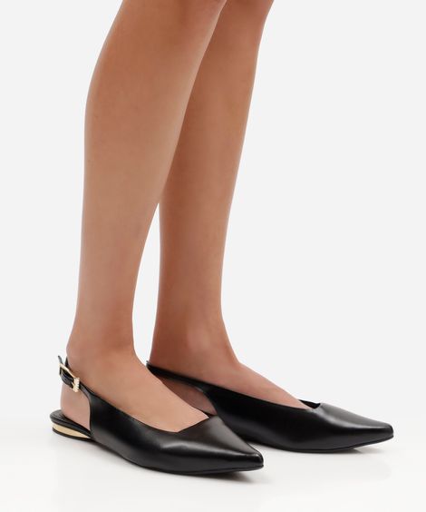 sapatilha slingback feminina bico fino preto