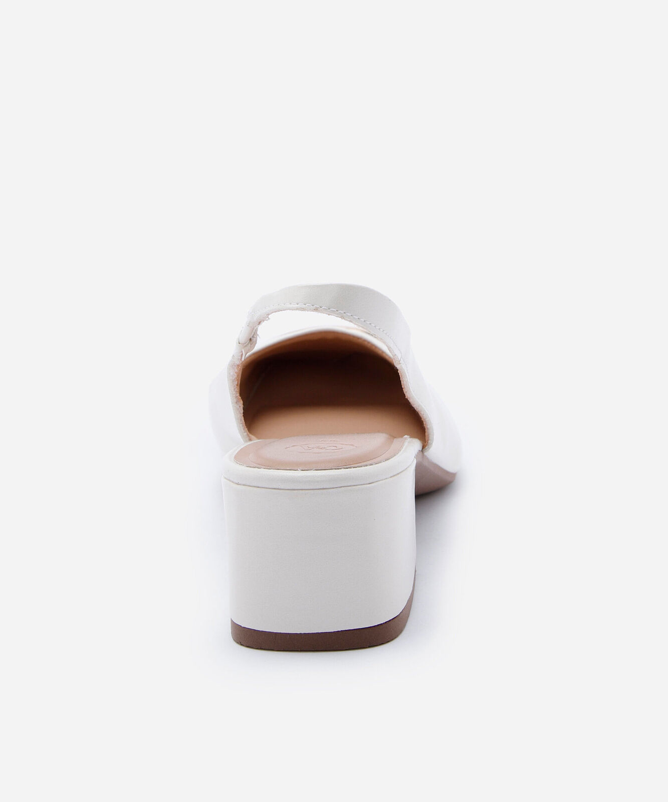 scarpin slingback feminino salto grosso bico contrastante off white