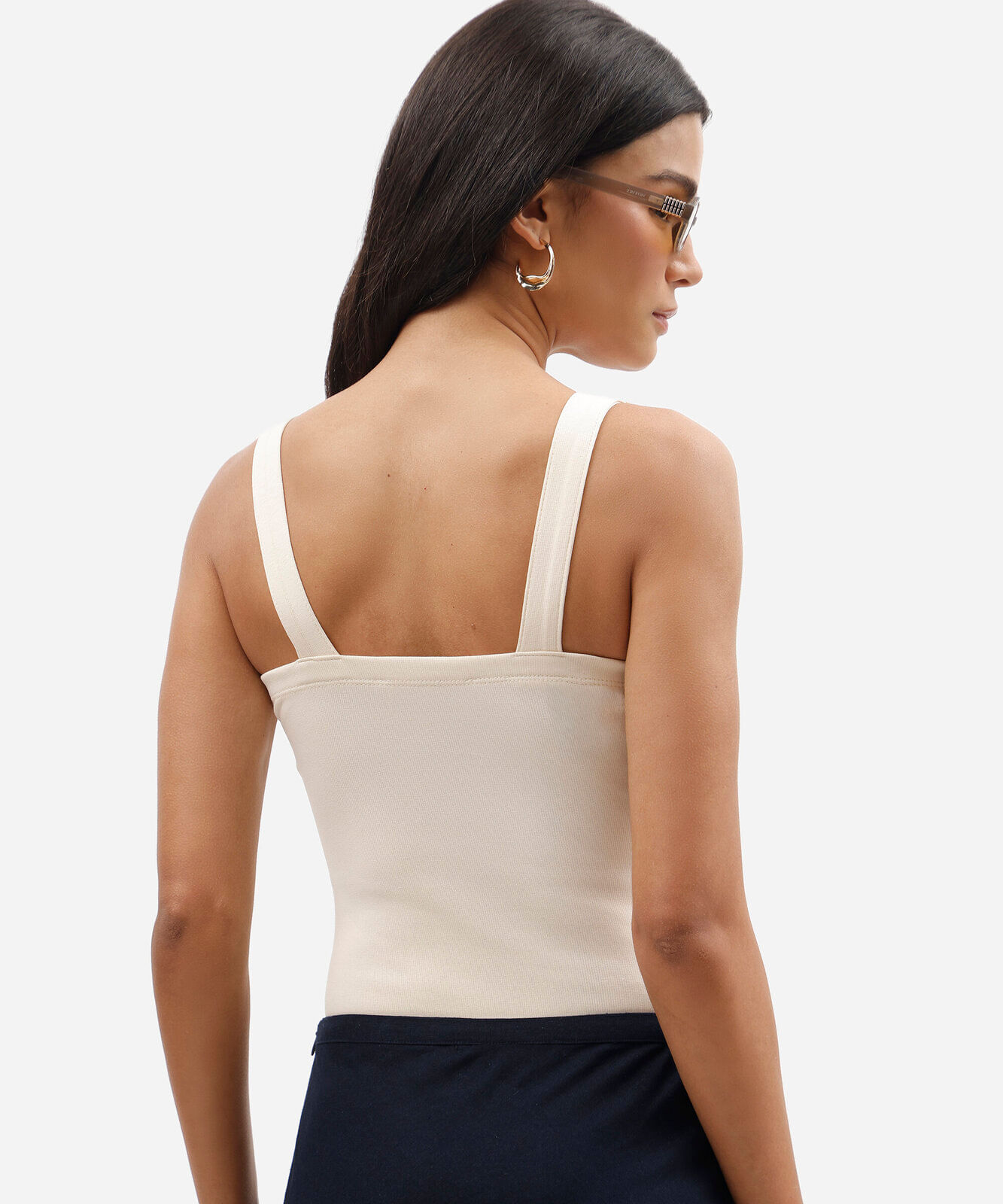 body feminino de algodão decote redondo canelado bege
