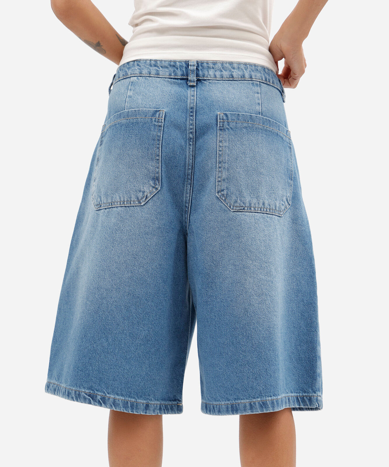bermuda jorts feminina jeans cintura alta azul