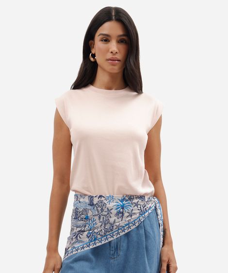 regata muscle feminina de algodão peruano rosa
