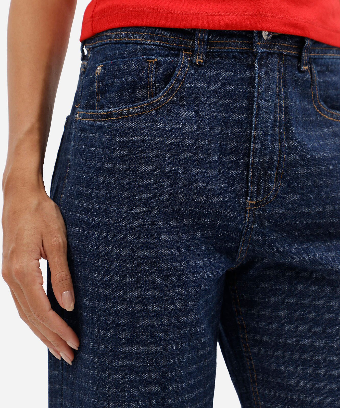 calça wide leg slim feminina jeans cintura alta texturizada azul