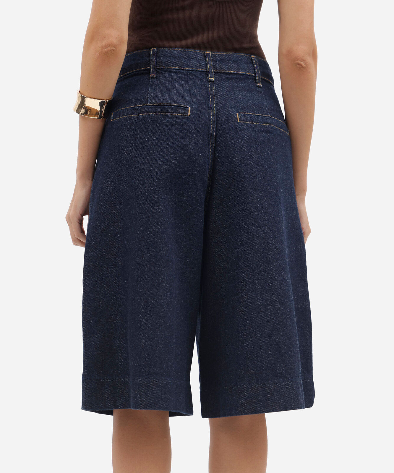 bermuda jorts feminina jeans cintura média azul