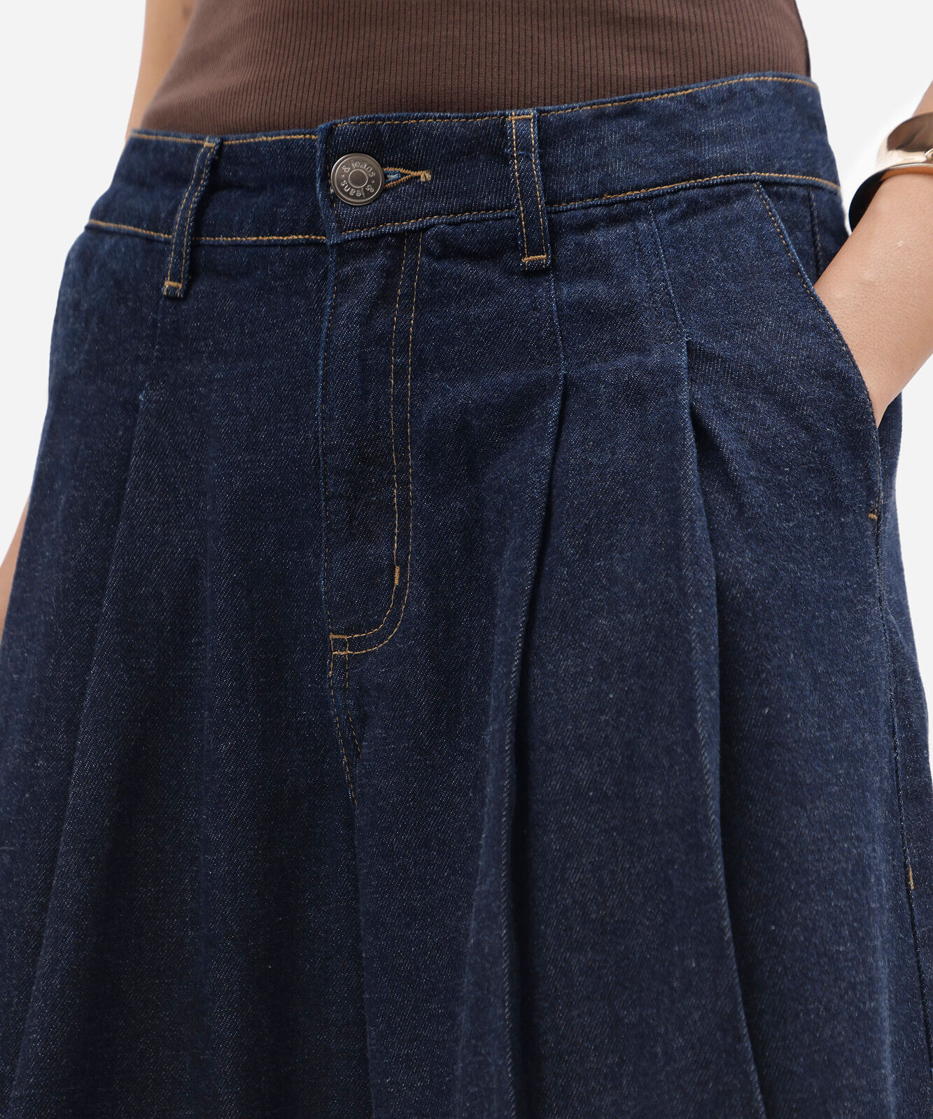 bermuda jorts feminina jeans cintura média azul