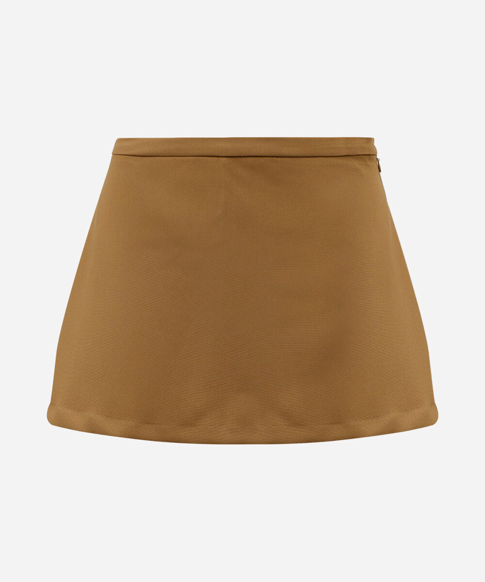 short saia feminino de alfaiataria cintura alta marrom