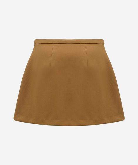 short saia feminino de alfaiataria cintura alta marrom