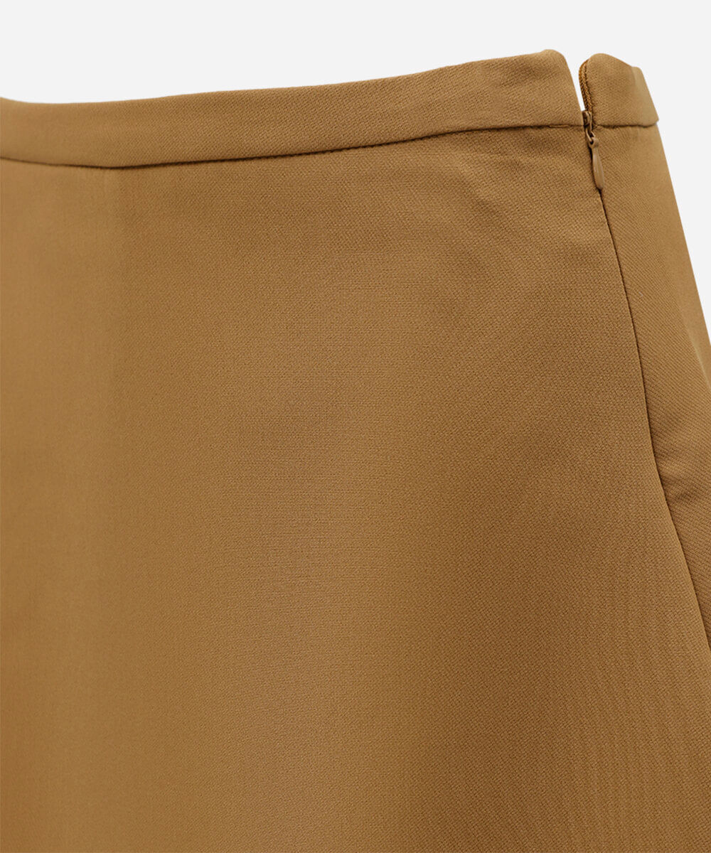 short saia feminino de alfaiataria cintura alta marrom