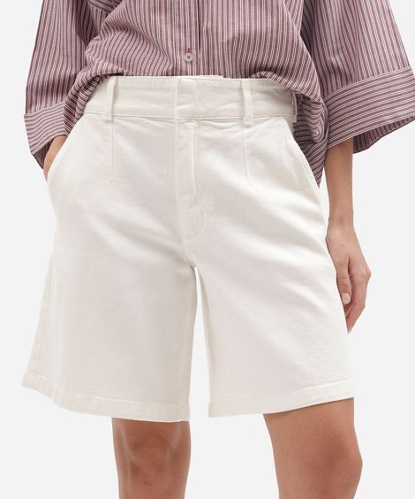 bermuda feminina de sarja cintura alta off white