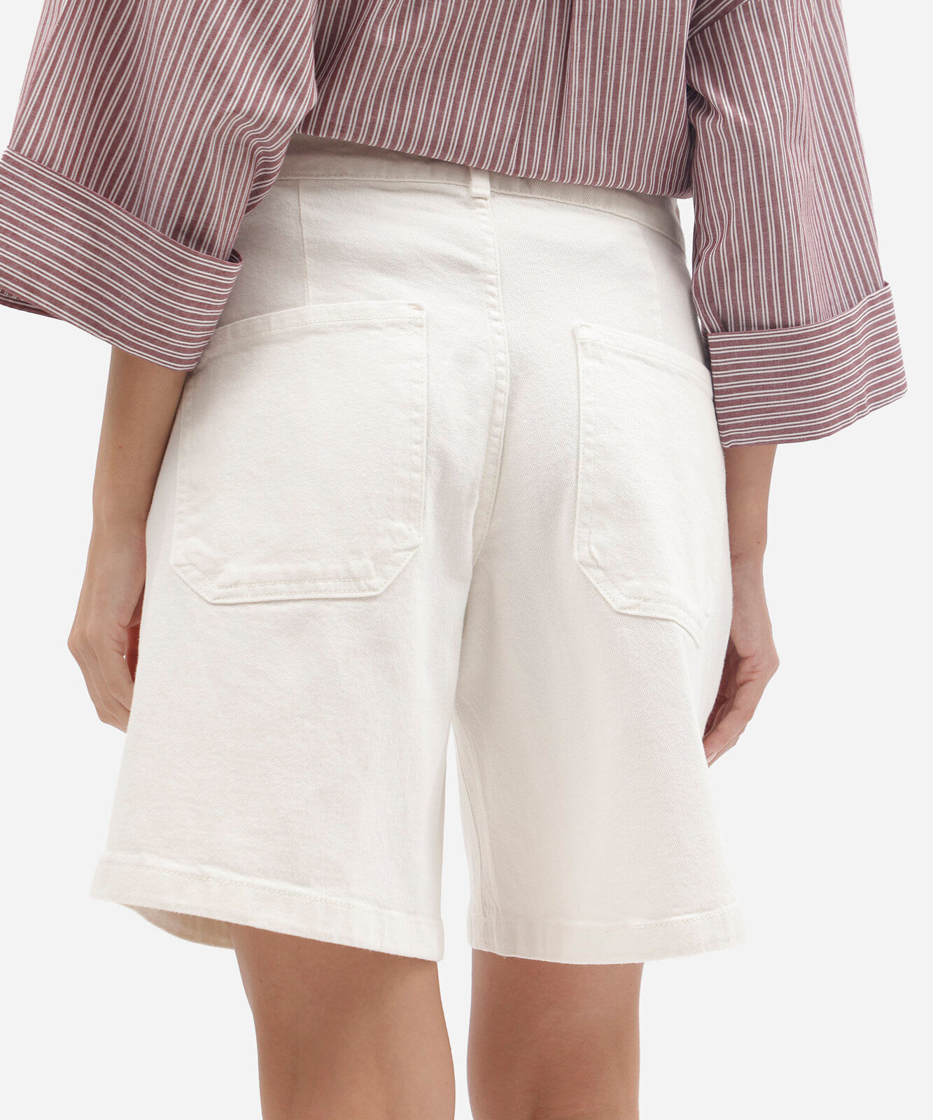 bermuda feminina de sarja cintura alta off white