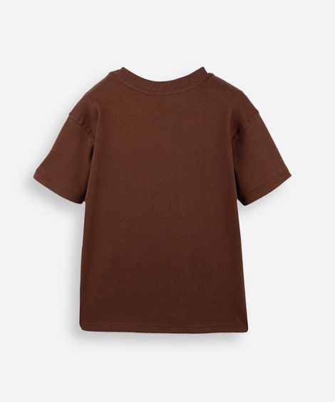 camiseta infantil de algodão manga curta com nervuras minecraft marrom