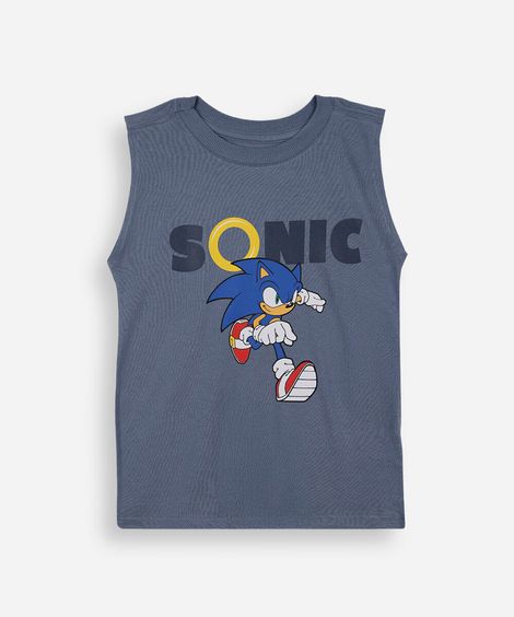 regata infantil de algodão sonic azul