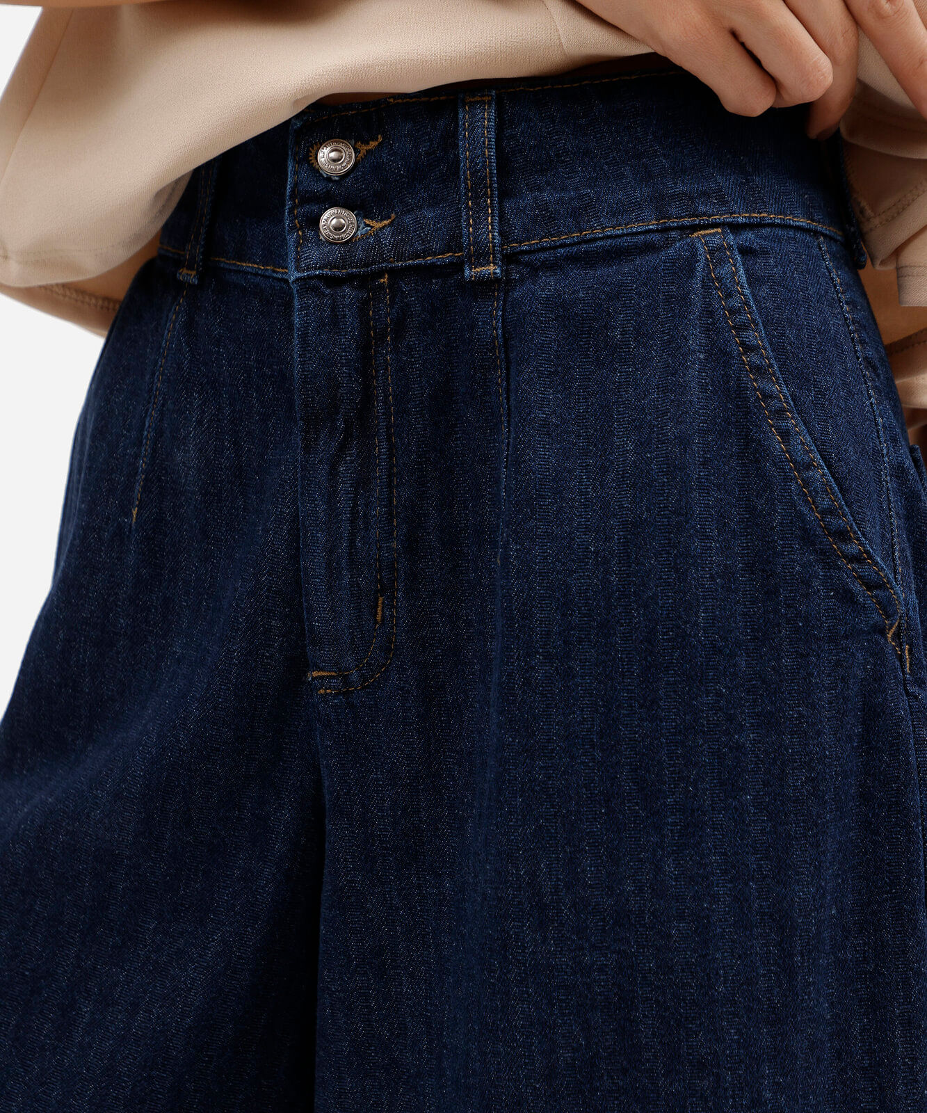 bermuda maxi jorts jeans cintura alta texturizada azul