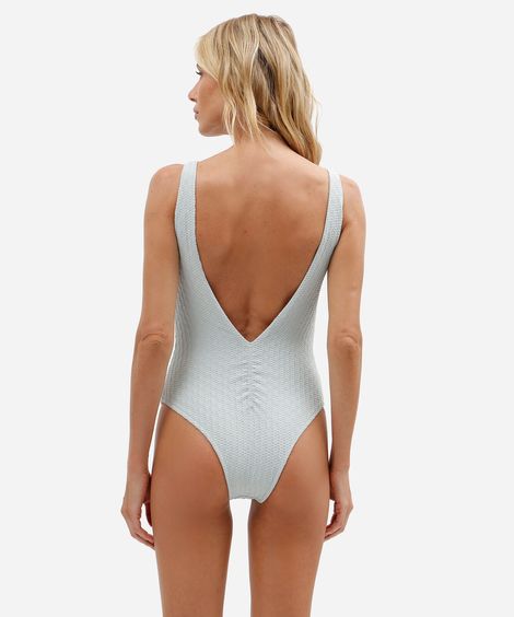 maiô feminino decote v texturizado azul